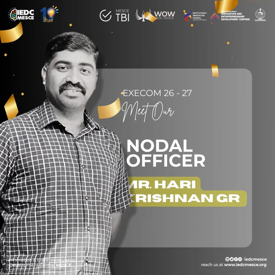 ✨ Meet Our Nodal Officer ✨Introducing Mr. Hari Krishnan GR, Nodal Officer for EXECOM 26–27.With